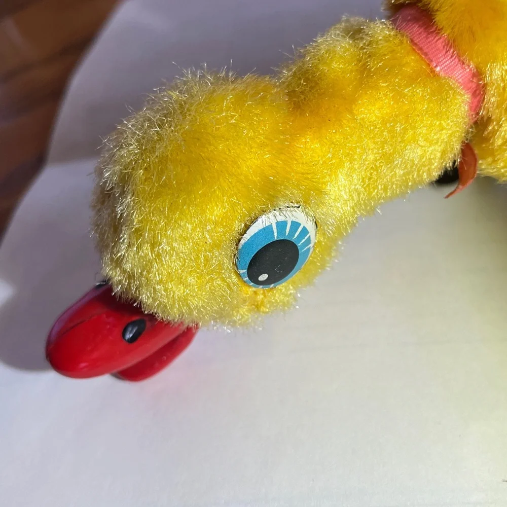 40’s-50’s Vintage yellow fuzzy wind up Duck toy